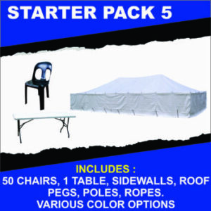 Starter Pack 5 - 5m x 10m Pole Tent With 50 Chairs & 1 Table