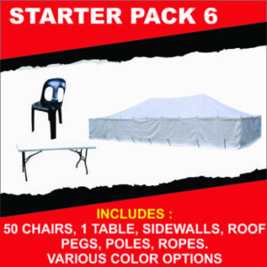 Starter Pack 6 -7m x 12m Pole Tent With 50 Chairs & 1 Table